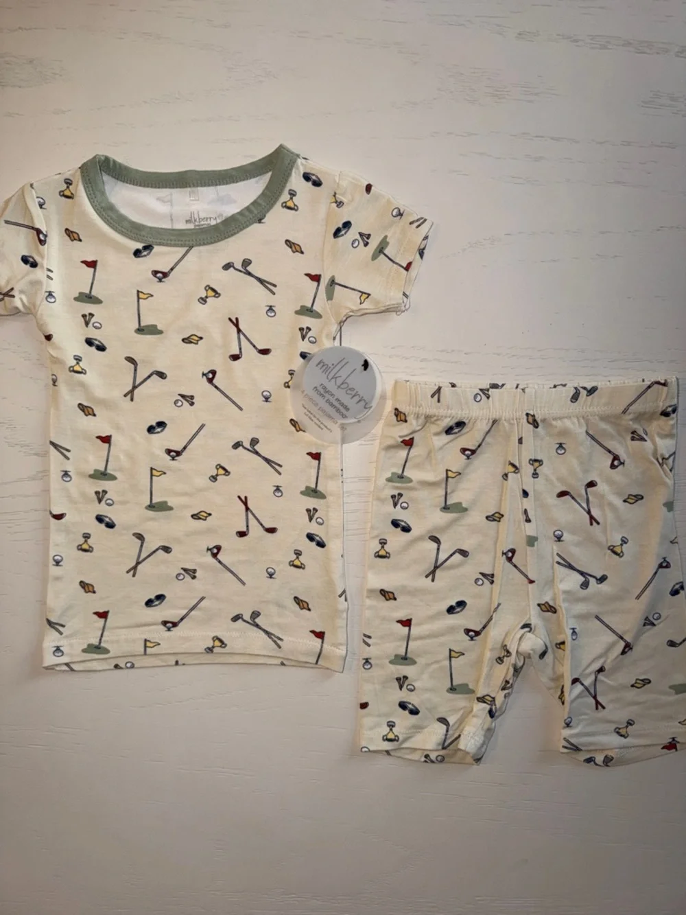Milkberry Toddler Boy Golf Short Sleeve Shorts Pajama Set 3T